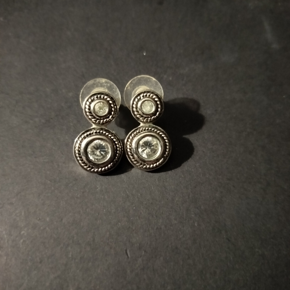 Silver and white topaz earrings